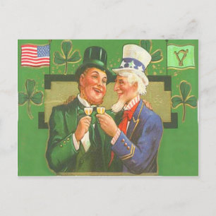 Postal Cartão do Dia de São Patrício do Tio Sam Vintage D