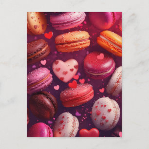 Postal Cartão do Dia dos Namorados com Design de Macarons