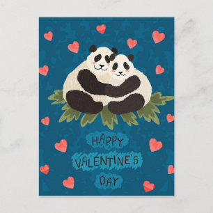 Postal Cartão do Dia dos Namorados com Pandas Fofos