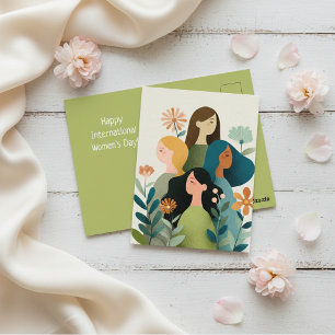 Postal Cartão do Dia Internacional da Mulher Ar Floral