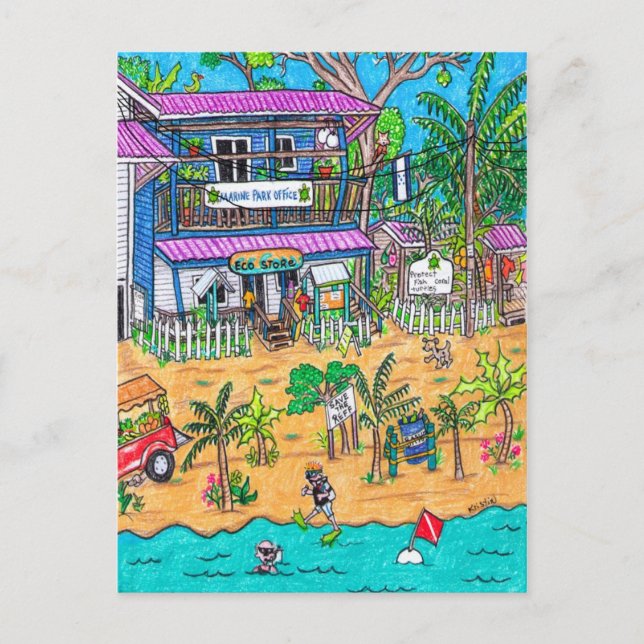 Postal Cartão do Escritório do Parque Marinho (Frente)