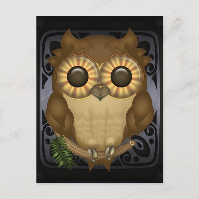 Postal Cartão do Whoolio a Coruja Fofa (Frente)