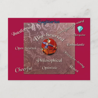 Postal Cartão do zodíaco das características do Sagitário