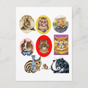 Postal Cartão dos retratos da arte do gato de Louis Wain
