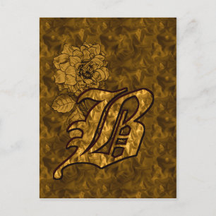 Postal Cartão Dourado de Pensão Monograma B