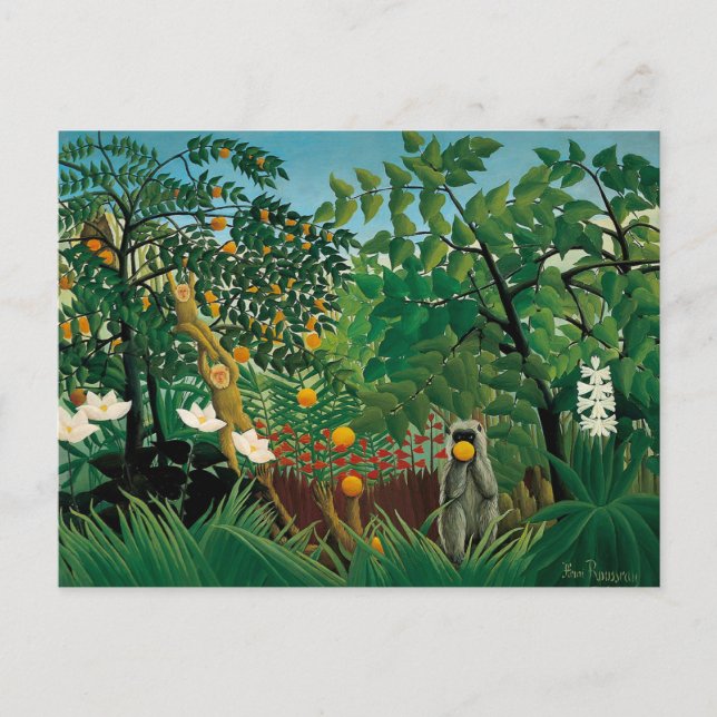 Postal Cartão exótico da paisagem de Henri Rousseau (Frente)