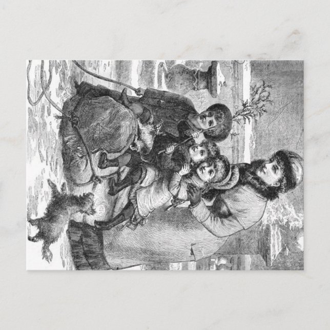 Postal Cartão - família da cena do inverno (Frente)