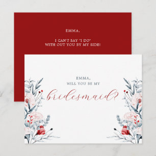 Postal Cartão Floral de Casamento Floral de Flor Vermelho