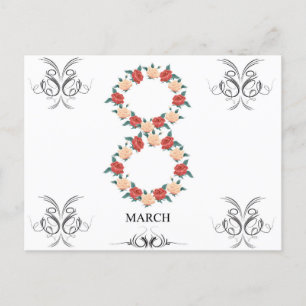 Postal Cartão floral de rosas para o Dia Internacional da