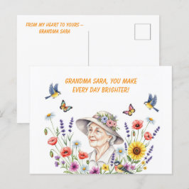 Postal Cartão Floral de Vovó