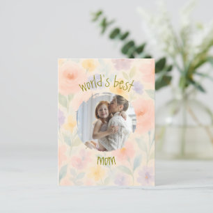 Postal Cartão Floral Personalizado 'A Melhor Mãe do Mundo
