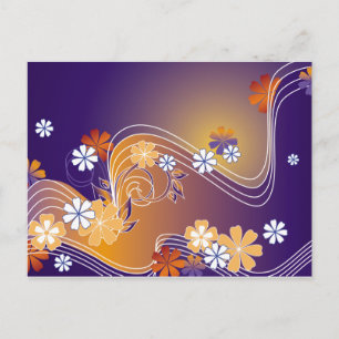 Postal cartão floral stripe