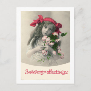Postal Cartão francês Vintage Souvenir Affectueux