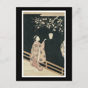 Postal Cartão japonês antigo da arte