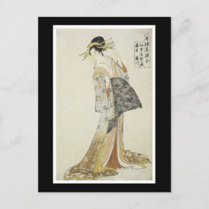 Postal Cartão japonês antigo da arte