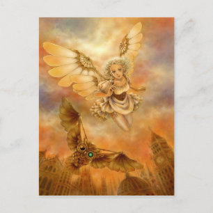 Postal Cartão mecânico da arte da fantasia da coruja de