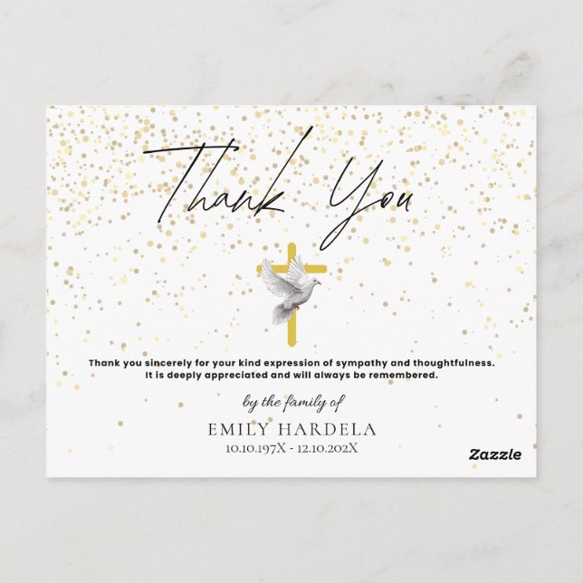 Postal Cartão Mínimo Simples Memorial - Cruzamento e Dove (Verso)