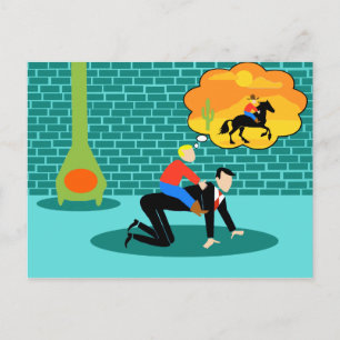 Postal Cartão pequeno retro do vaqueiro