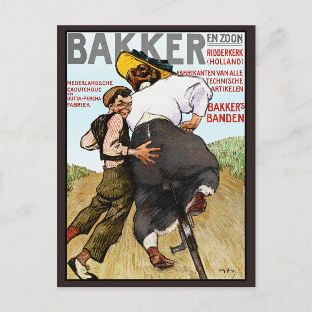 Postal Cartão postal:  Anúncio Antigo de Pneus de Borrach (Frente)