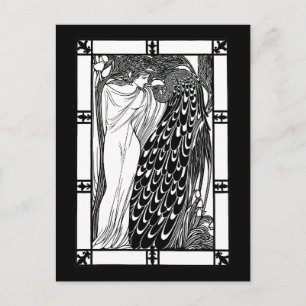 Postal Cartão Postal: Art Nouveau Peacock Trabalho de ar