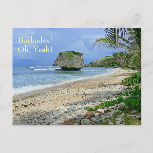 Postal cartão postal, BARBADOS! SIM, BATHSHEBA ROCK (Frente)