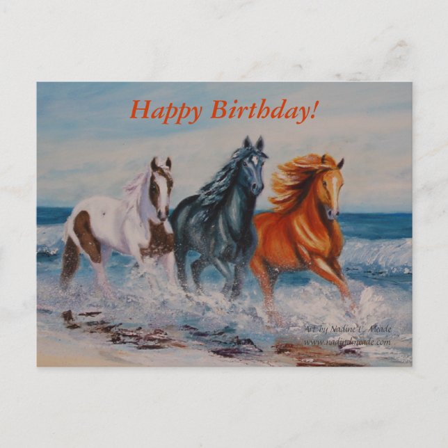Postal Cartão postal, Cavalos na Arrebentação (Frente)