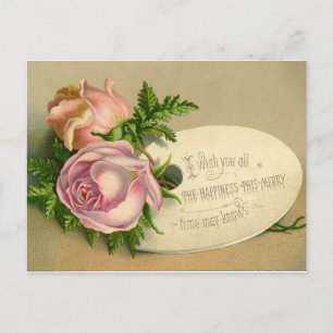 Postal Cartão postal: Felicidade de Rosa de Vintage