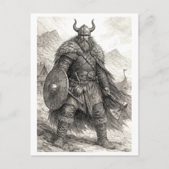 Postal Cartão postal. Guerreiro viking (Frente)