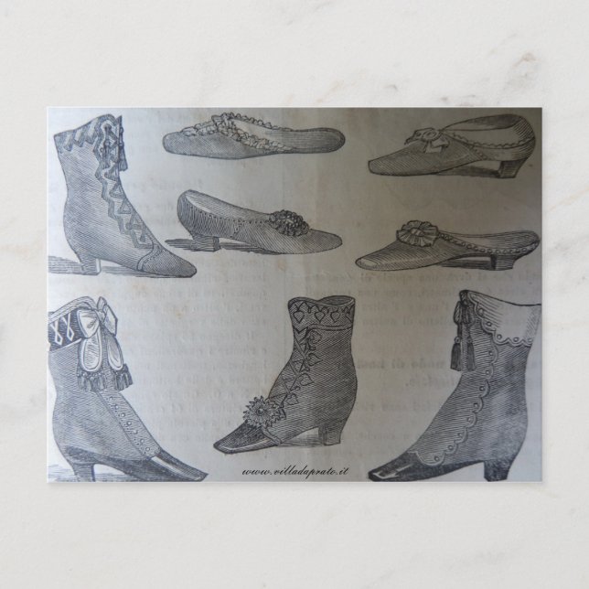 Postal Cartão postal, ilustração da moda do século 19 - C (Frente)