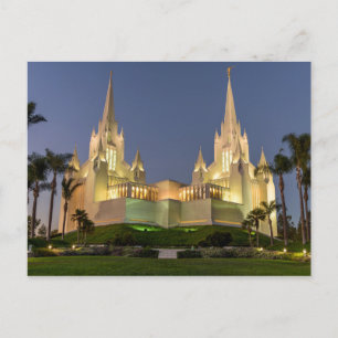 Postal Cartão Postal: Imagem da Noite do Templo LDS de S