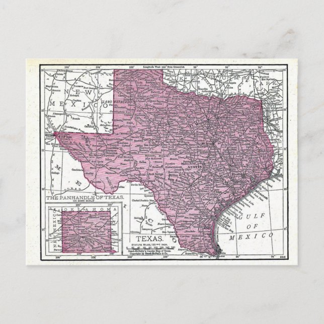 Postal Cartão postal: Mapa do Texas, 1921 (Frente)