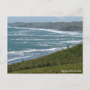 Postal Cartão postal, praia de Raglan, Nova Zelândia