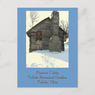 Postal cartão postal: "Rustic Pioneer Cabin in Snow"