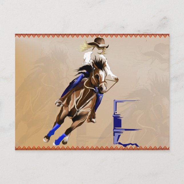 Postal Cartão Poste de Cavalo de Barrel (Frente)