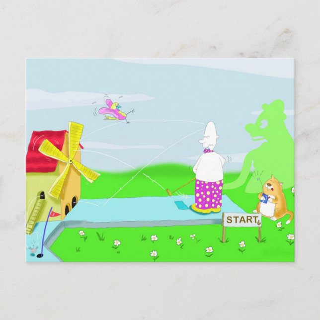 Postal cartão poste de golfe louco (Frente)