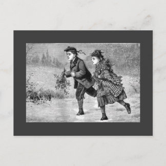 Postal Cartão - preto & branco da cena do inverno