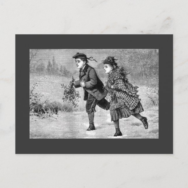 Postal Cartão - preto & branco da cena do inverno (Frente)
