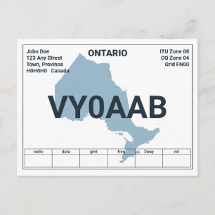 Postal Cartão QSL Mapa de Ontário