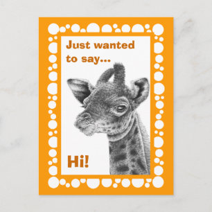 Postal Cartão retro dos círculos do girafa do bebê