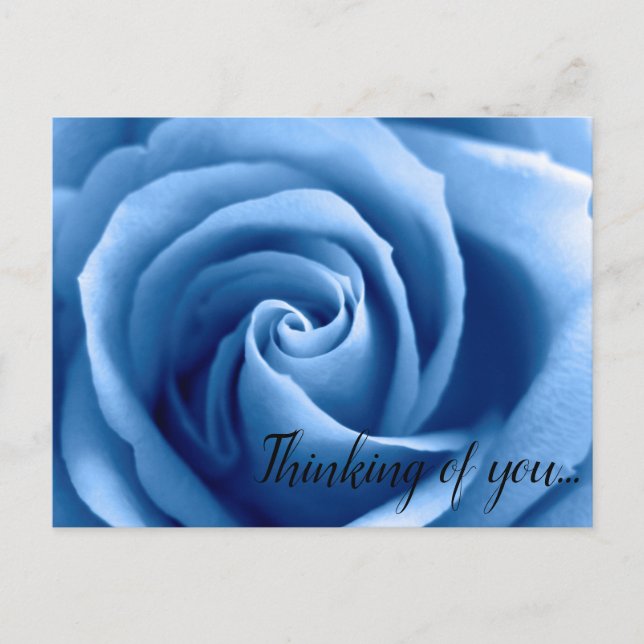 Postal Cartão Rosa Azul Pensando em Você (Frente)