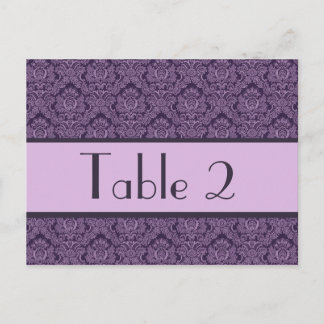 Postal Cartão roxo & do Lilac do casamento tema damasco