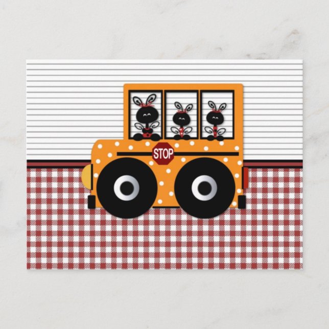 Postal Cartão Schoolbus Ladybug (Frente)