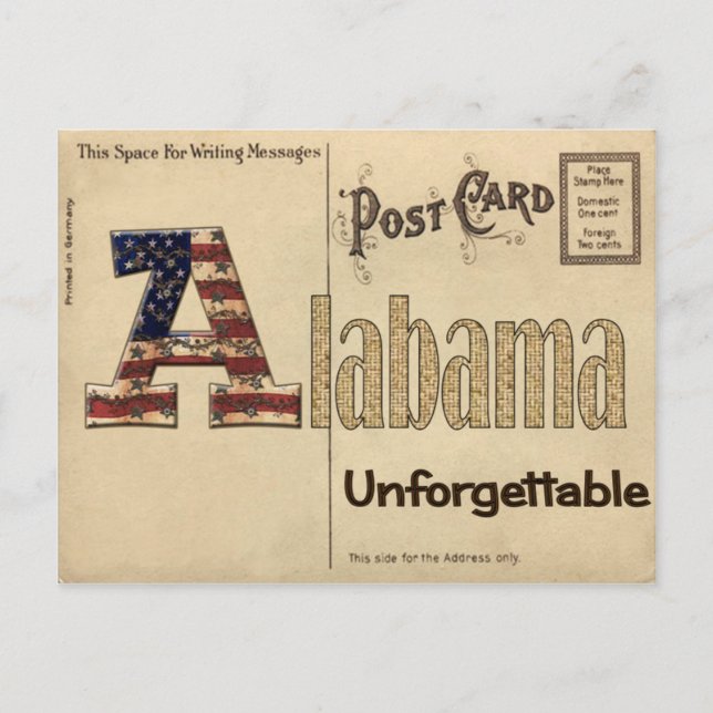 Postal Cartão velho de Alabama (Frente)