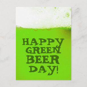 Postal Cartão verde feliz irlandês do dia da cerveja