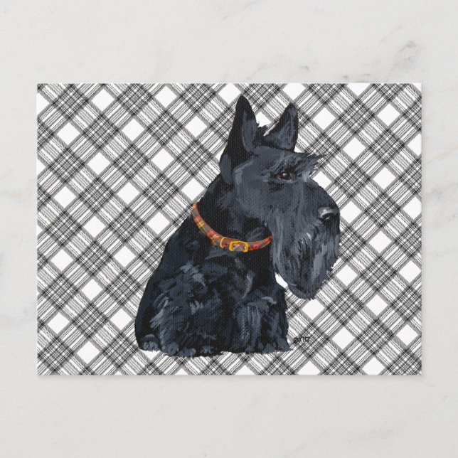 Postal Cartão Xadrez Terrier Escocês (Frente)