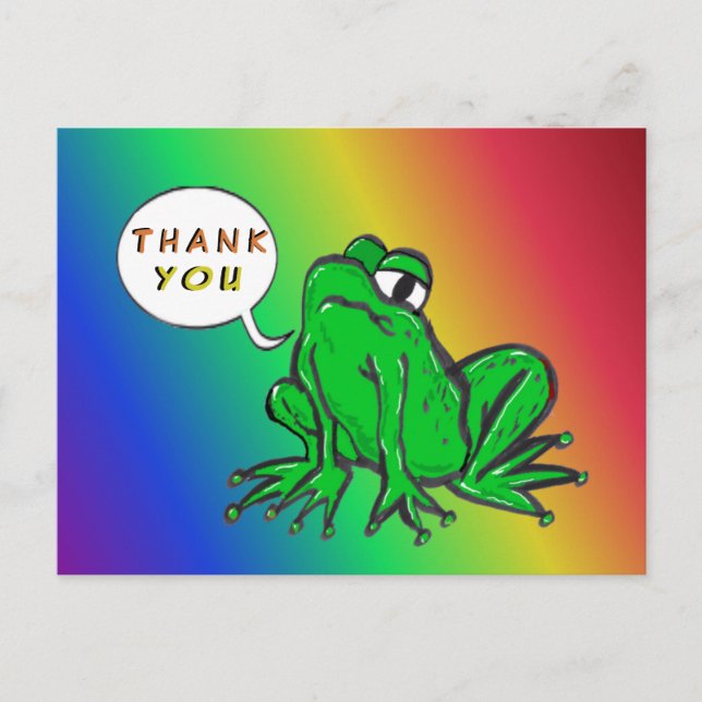 Postal Cartoon do Sapo Verde Cartão de OBRIGADO (Frente)