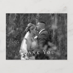 Postal Casal B/W Casamento Fotográfico Obrigado Cartão Po