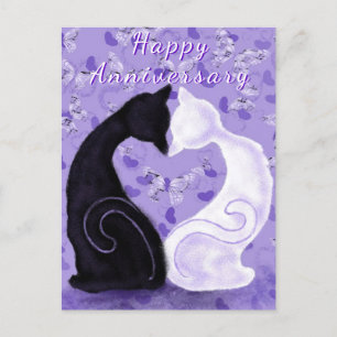 Postal Casal Gato Aniversário Cartão Belo Amor
