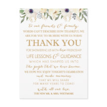 Casamento Floral Moderno Obrigado Cartão de Lugar