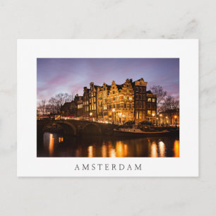 Postal Casas do canal de Amsterdã ao anoitecer cartão pos
